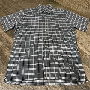 Peter Millar 100% Cotton Short Sleeve Button Down Large - Black And Gray.